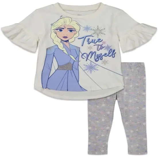Disney Frozen Elsa Anna Frozen Girls T-Shirt and Leggings Outfit Set Infant to Little Kid image {9}