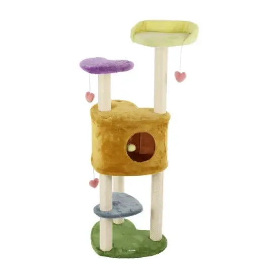 Aisling 4-Tier Modern Sisal Heart Cat Tree with Scratching Posts, Napping Perch, and Dangling Toys image {8}