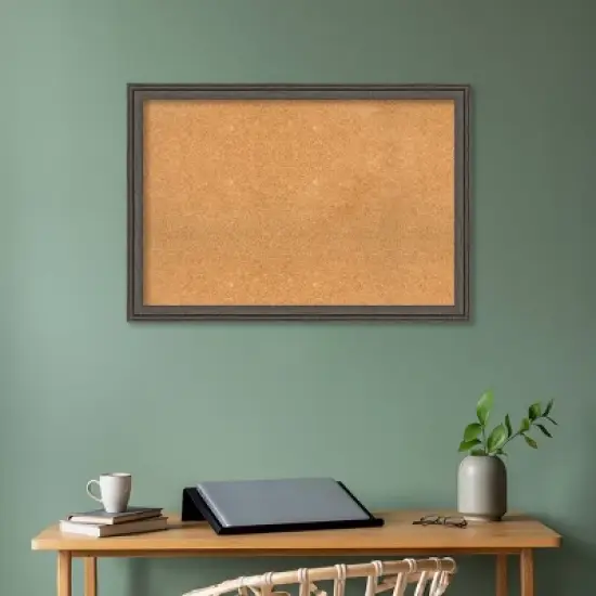 39"x27" Upcycled Wood Frame Cork Board with Wall Mount - Amanti Art: Custom Framing, Bulletin Board image {7}