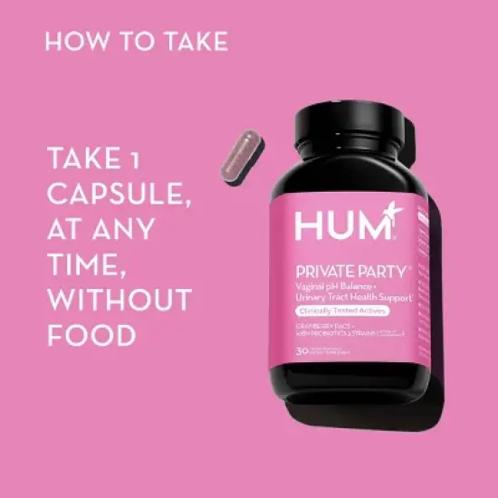 HUM Nutrition Private Party Probiotics Vegan Capsules for Vaginal & Urinary Tract Health - 30ct image {5}