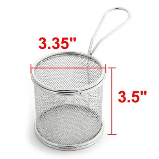 Unique Bargains Stainless Steel Cylinder French Fries Oil Sieve Strainers Fry Basket Frame 1Pc image {1}