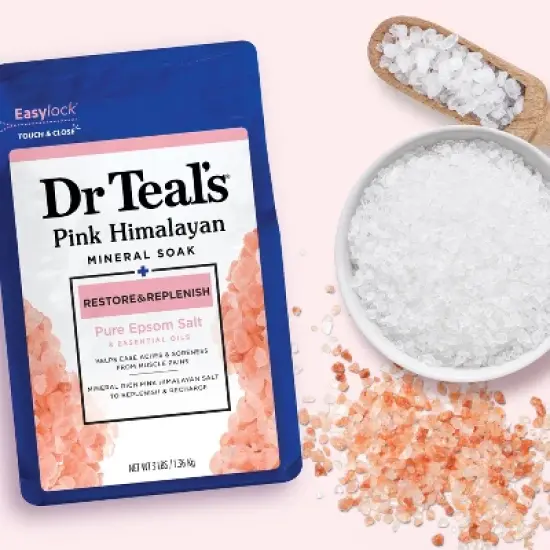 Dr Teal's Epsom Salt Magnesium Soak - Restore & Replenish with Pink Himalayan Mineral - 3 lbs image {4}