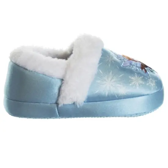 Disney Frozen Girl Slippers - Elsa and Anna Plush Lightweight Warm Comfort Soft Aline House Shoes - Blue White  (Toddler-Little Kid) image {3}