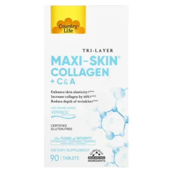 Country Life Tri Layer Maxi-Skin&reg;, Collagen + C&A, 90 Tablets image {3}