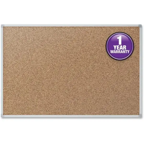 Mead - Classic - Cork Bulletin Board - Aluminum Frame - Natural Cork Surface - Silver - 36 in. x 48 in. - 1 Each image {4}