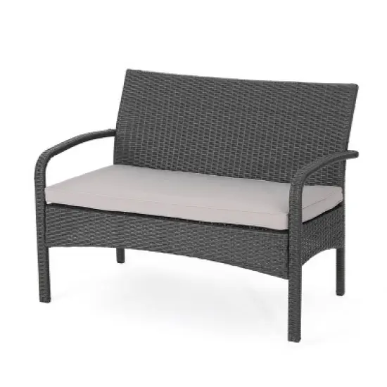 Cordoba 4pc Wicker Patio Chat Set with Cushions - Christopher Knight Home image {2}