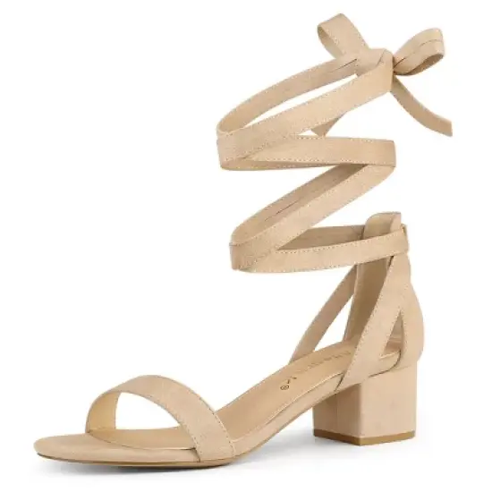 Allegra K Women's Open Toe Block Heel Lace Up Sandals image {9}