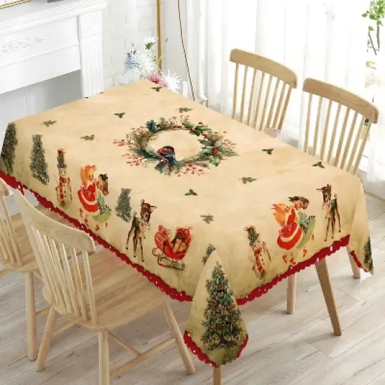 LOVEVOOK Christmas Tablecloth, Snowman Tablecloth, Snowflake Table Cloths Stain Resistant Dining Table Cover for Holiday Decor image {10}