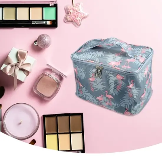 Unique Bargains Portable Large Capacity Travel Makeup Cosmetic Case Organizer Bag 1 Pc image {1}