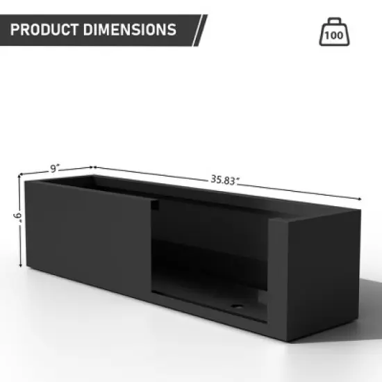 Lirago Metal Rectangular Planter Box with Drainage Holes for Outdoor Use 9.06"Dx9.06"L x35.83"H Black image {4}