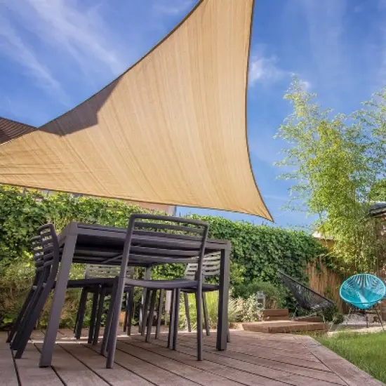 Sun Shade Sail Canopy UV Block &ndash; Waterproof Outdoor Shelter for Patio, Deck, Garden - Beige - 12X12X12 image {1}