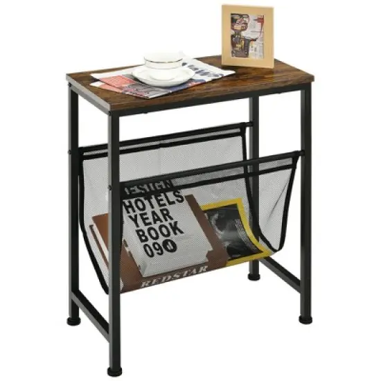 Costway Narrow End Table Magazine Holder Sling Industrial Accent Console Table image {9}