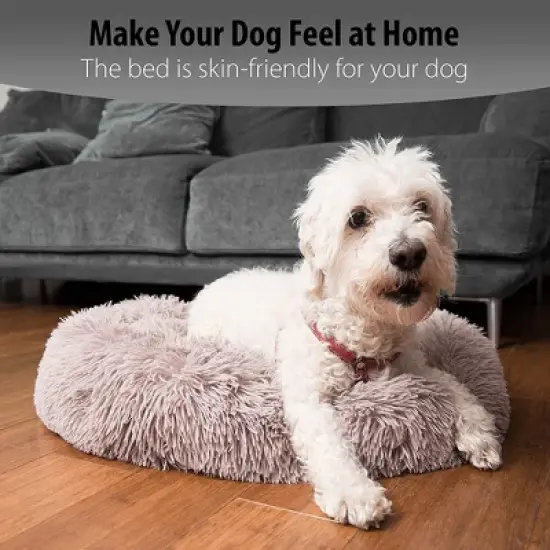 Zone Tech Medium Round Ultra Soft Plush Calming Cushion Bed for Pets, Donut Fluffy Dog Bed for Small Medium Large Dogs, image {6}