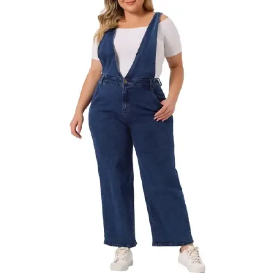 Agnes Orinda Women's Plus Size Denim Overalls Strap Cross Back Jumpsuits image {6}