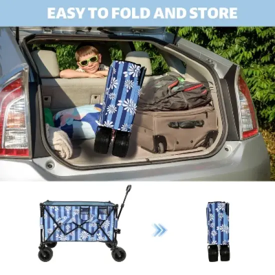 Collapsible Foldable Extended Wagon with 480lbs Weight Capacity, Heavy Duty Folding Utility Garden Cart image {3}