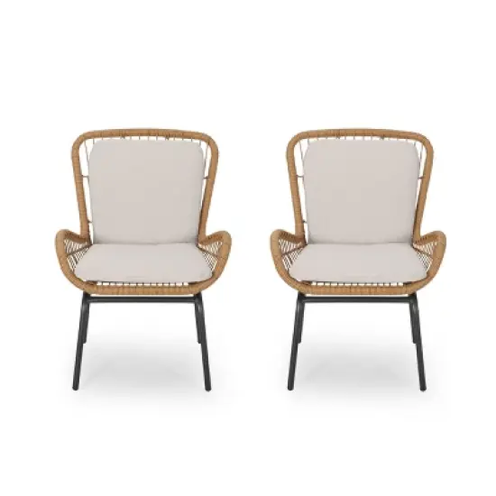 Christopher Knight Home Pabrico Wicker Club Chairs with Cushions image {7}