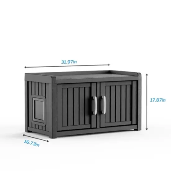 Dolonm Cat Litter Fence,Three Compartments, Cat Cabinet, Hidden Cat Litter Box, Home Style Storage Stool,Black image {3}