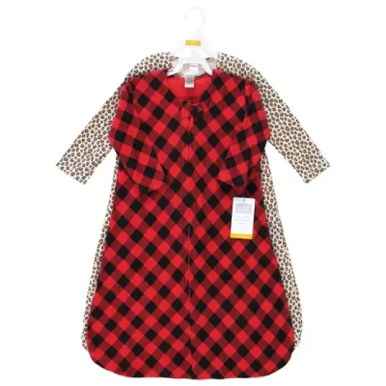 Hudson Baby Infant Girl Thermal Long Sleeve Sleeping Bag 2pk, Buffalo Plaid Leopard image {1}