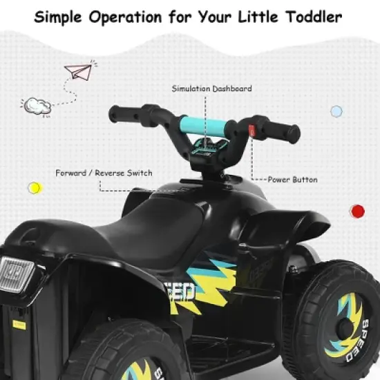 Costway 6V Kids Electric Quad ATV 4 Wheels Ride On Toy Toddlers Forward&Reverse White\Black\Blue\Red image {5}