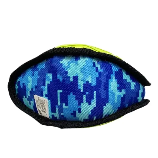 NERF 7" Tuff Rubber Camo Plush Football Polly Filled Dog Toy - Green/Blue image {3}