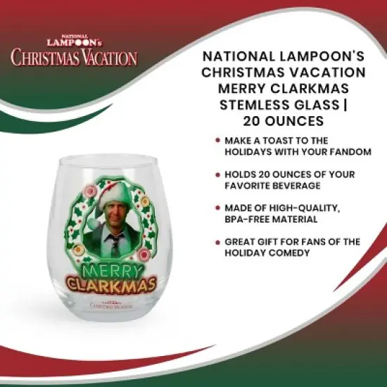 Silver Buffalo National Lampoon's Christmas Vacation Merry Clarkmas Stemless Glass | 20 Ounces image {6}