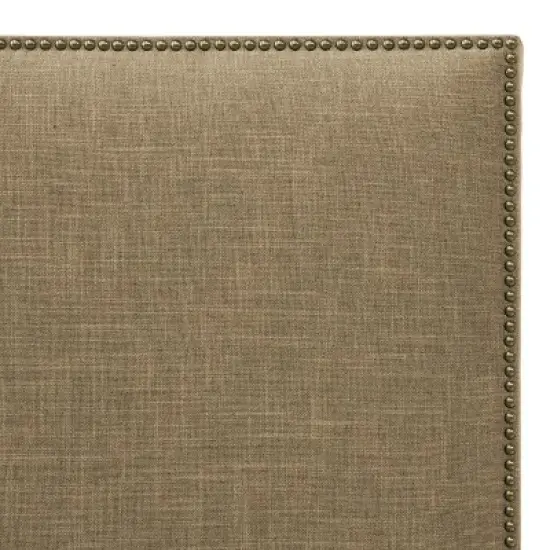 King Bella Nail Button Border Bed Cream Linen with Brass Nailbuttons - Skyline Furniture image {1}