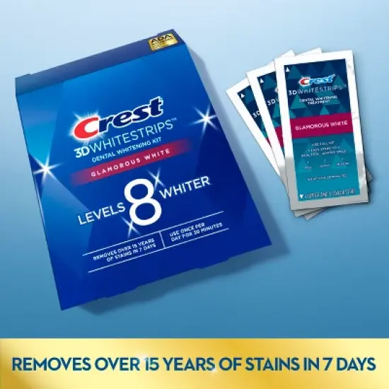 Crest 3D Whitestrips Glamorous White Teeth Whitening Kit with Hydrogen Peroxide -  14 Treatments image {2}