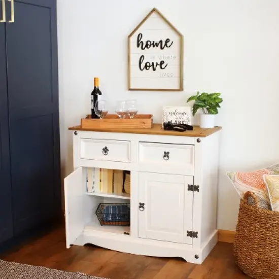 Sunnydaze Kitchen Sideboard Cabinet with 2 Drawers and 2 Doors - Solid Pine Construction image {4}