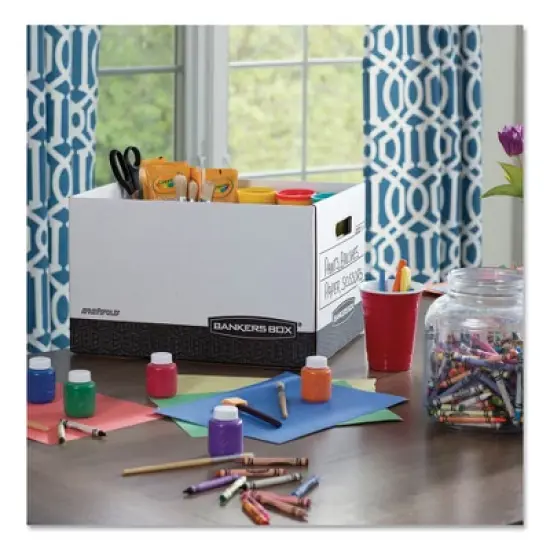 Bankers Box R-KIVE Heavy-Duty Storage Boxes, Letter/Legal Files, 12.75" x 16.5" x 10.38", White/Black, 12/Carton image {2}