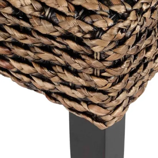 2pc Water Hyacinth Parson Chairs Natural/Black - Stylecraft image {2}