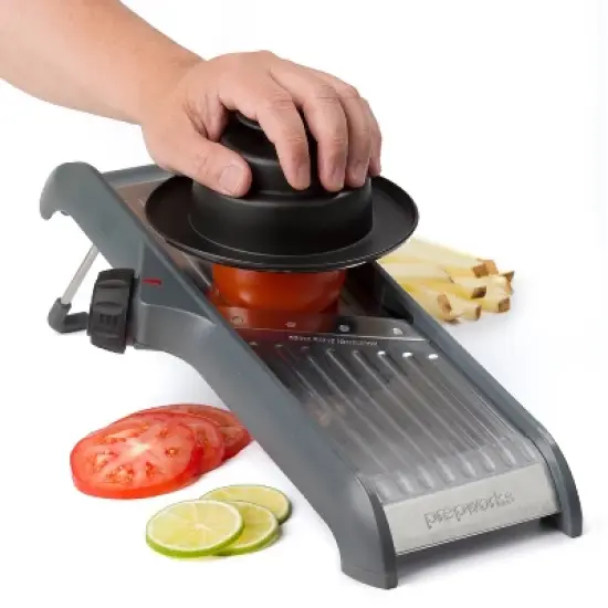 Prepworks Dial and Slice Chef's Mandoline: ABS & Stainless Steel Vegetable Slicer, Dishwasher-Safe, Black/Gray image {8}
