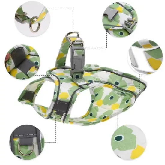 Unique Bargains Dog Harness and Leash with Reflective Strip Large Green 1 Set image {3}