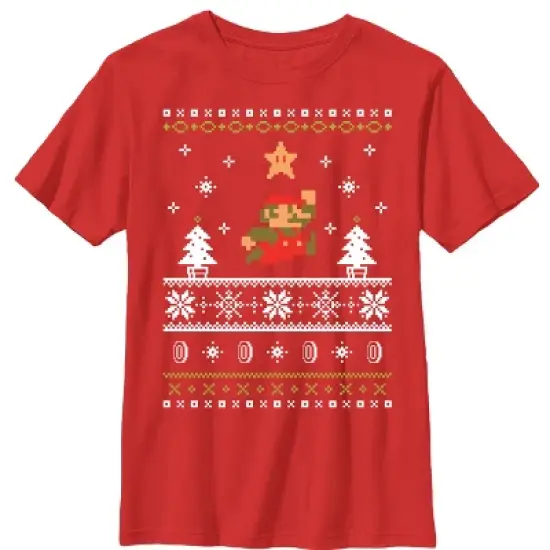 Boy's Nintendo Ugly Christmas Mario T-Shirt image {2}