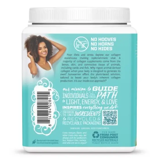 Sunwarrior Vegan Collagen Building Peptides Plant-Based Protein Powder, Hyaluronic Acid & Biotin for Hair Skin Nail Support, 500gm image {6}