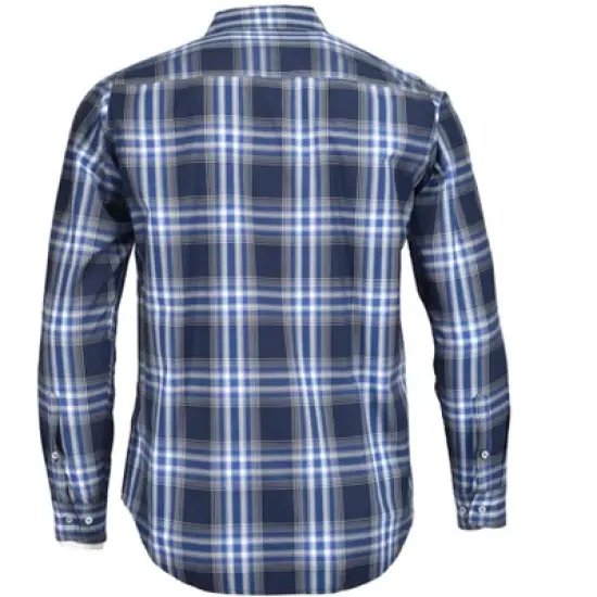 Falcon Bay Men's After Dark Cotton Rich Navy Blue Plaid Sport Shirt image {2}