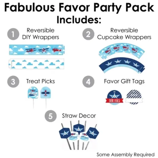 Big Dot of Happiness Taking Flight - Airplane - Vintage Plane Baby Shower or Birthday Party Favors and Cupcake Kit - Fabulous Favor Party Pack 100 Pc image {1}