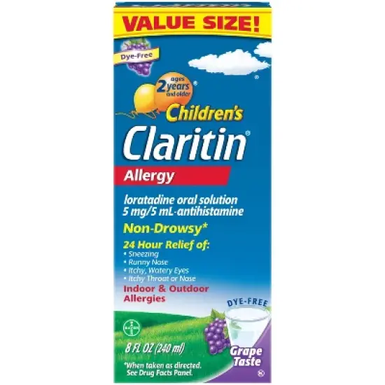 
Children's Claritin Loratadine Allergy Relief 24 Hour Non-Drowsy Grape Liquid image {18}