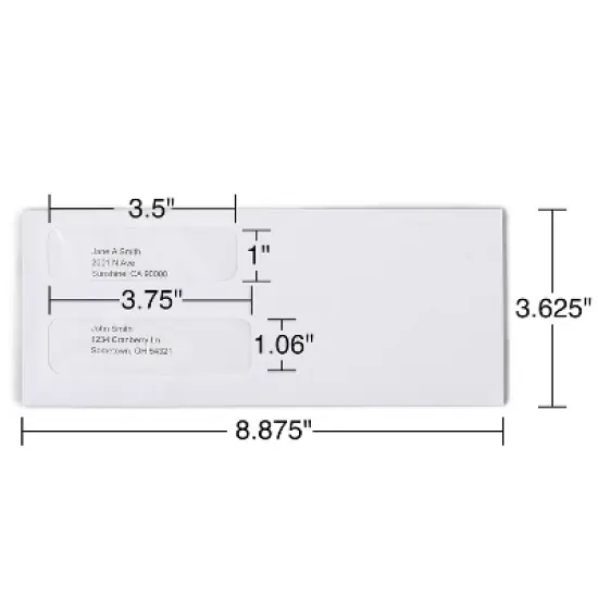 MyOfficeInnovations Lsr Check Size Double-Window Security-Tint Gummed Envelopes 1 000/BX 381898 image {2}