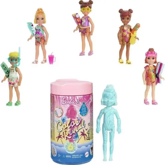 Barbie - Chelsea Color Reveal ! Color Changing Kids - Beach Go'er Doll with 6 Surprise Accessories  image {12}