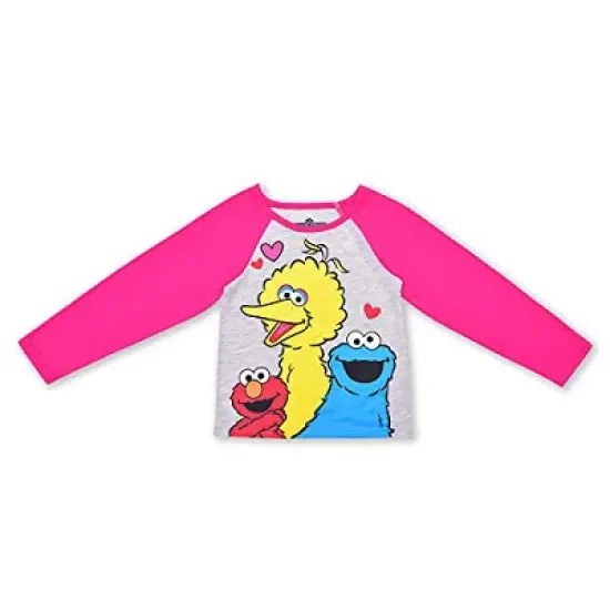 Sesame Street Girl's Elmo, Big Bird, and Cookie Monster 2 Pack Graphic Printed Long Sleeve Tee Shirt and Jogger Pants Set for infant image {3}
