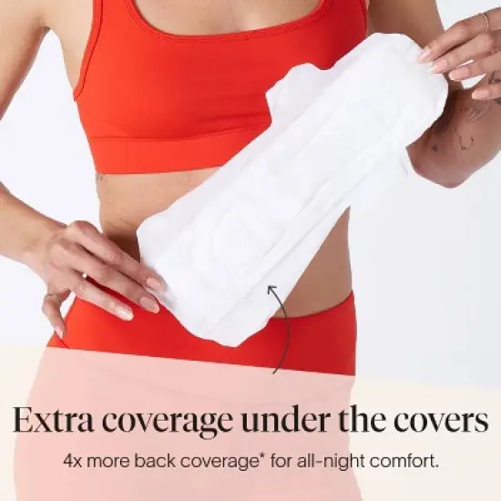 Cora Extra Heavy Overnight Pads with Wings Organic Cotton Topsheet - Ultra Thin - 20ct image {3}