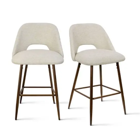26 inches Edwin Upholstered Counter Height Stool (Set of 2) Walnut Leg-The Pop Maison image {7}