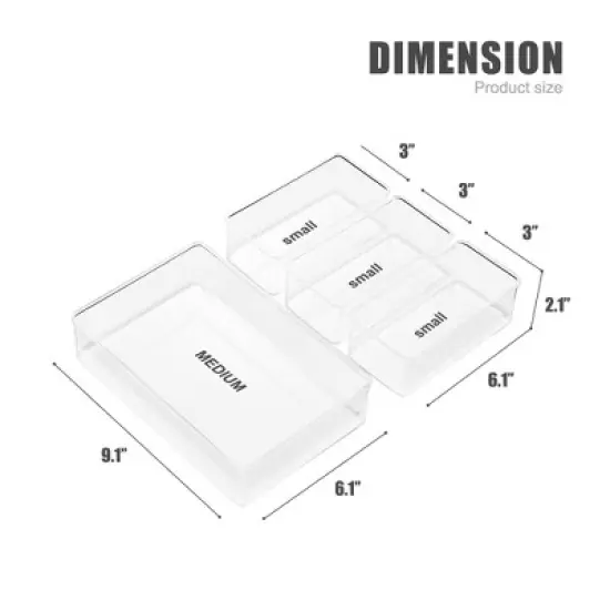 Sorbus Clear Drawer Organizer Set, Multi-Purpose Bins for office supplies, craft materials, and more image {3}