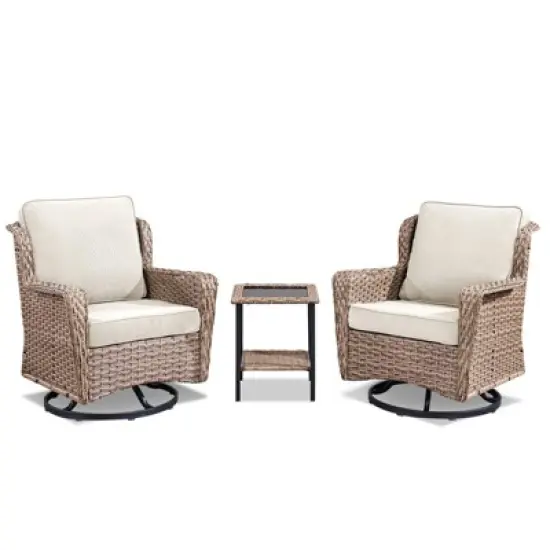 Buenhomino Wicker Patio Conversation Set Outdoor Seating Group Furniture Set with Cushions image {3}