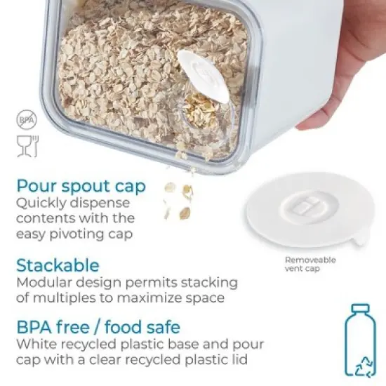 iDesign Medium Canister with Removable Pour Cap - Set of 4 - White image {4}