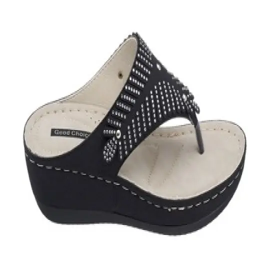 GC Shoes Virginia Embellished Comfort Slide Wedge Sandals image {1}