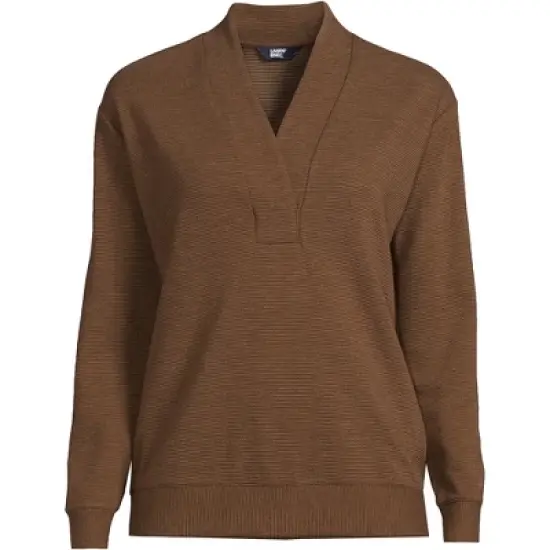 Lands' End Women's Long Sleeve Ottoman Shawl Collar Pullover image {2}