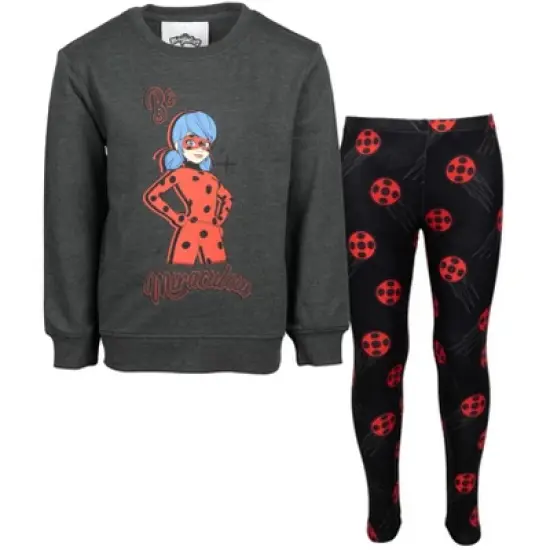 Miraculous Cat Noir Ladybug Girls French Terry Sweatshirt and Leggings Outfit Set toddler to Big Kid  image {8}