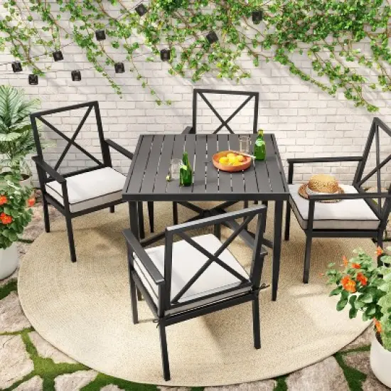 Searsburg Aluminum 4 Person Slat Top Square Patio Dining Table, Outdoor Furniture - Threshold&trade; image {1}