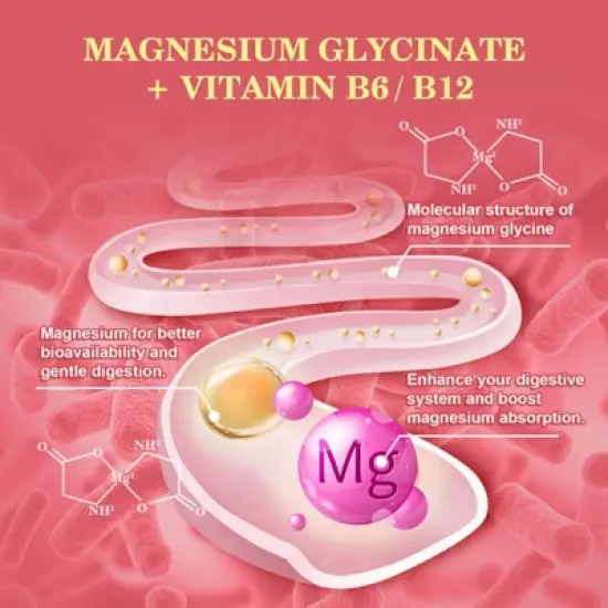 B Beworths 600 Mg Magnesium Glycinate Gummies, Magnesium Supplement Complex, Support Joint & Energy, Vegan & 0-Sugar, 60 Count image {6}